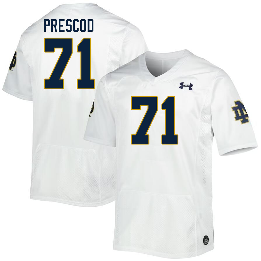 Men #71 Styles Prescod Notre Dame Fighting Irish College Football Jerseys Stitched-White